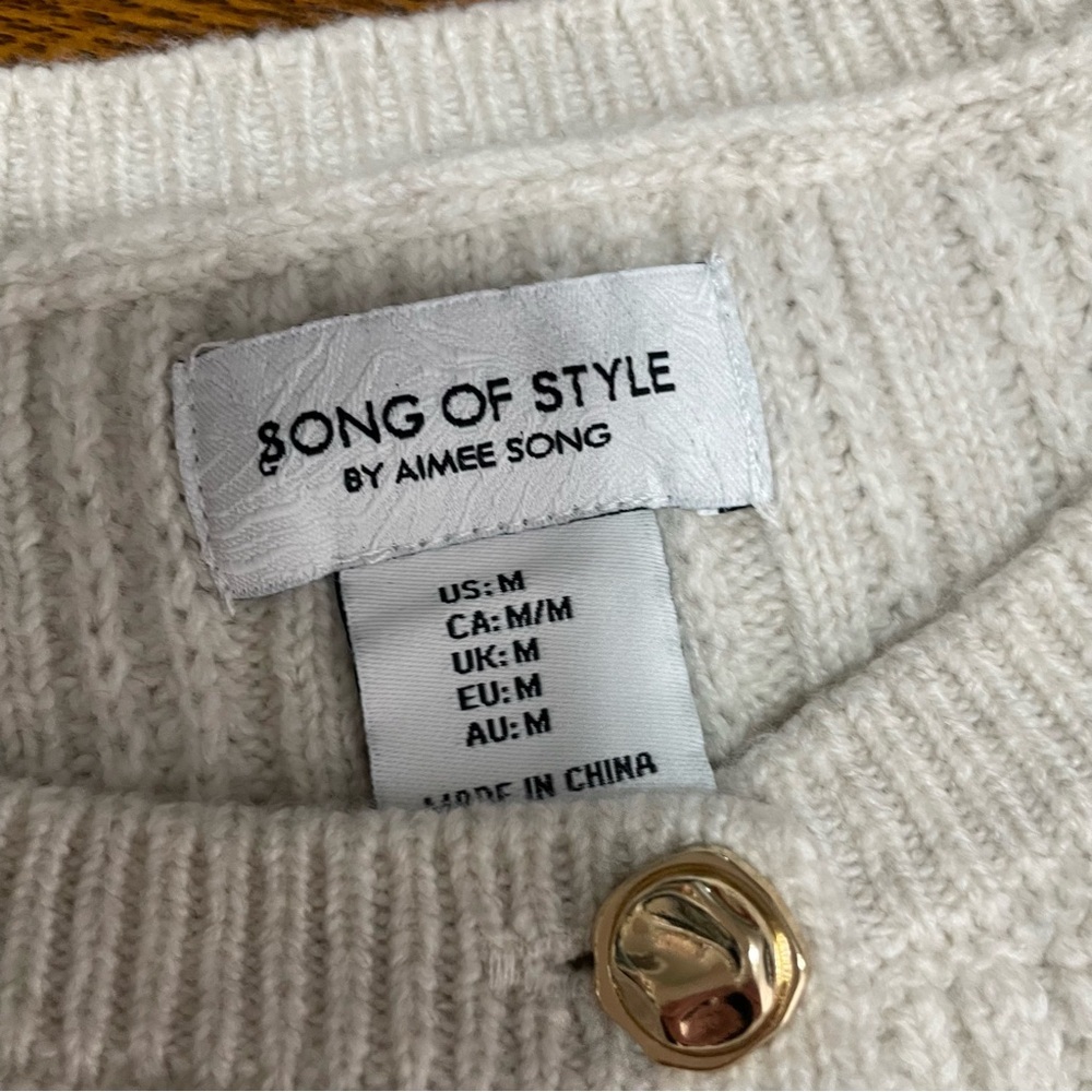 Song of Style | Cream Cardigan with Gold Button Detail, Old Money, Classic - Picture 9 of 13